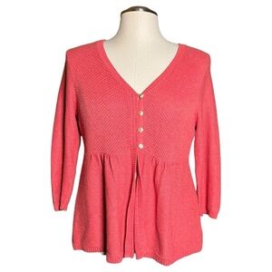 Eddie Bauer Pink Silk Cotton Blend Y2k Knit Cardigan